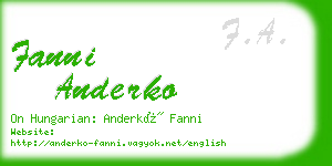 fanni anderko business card